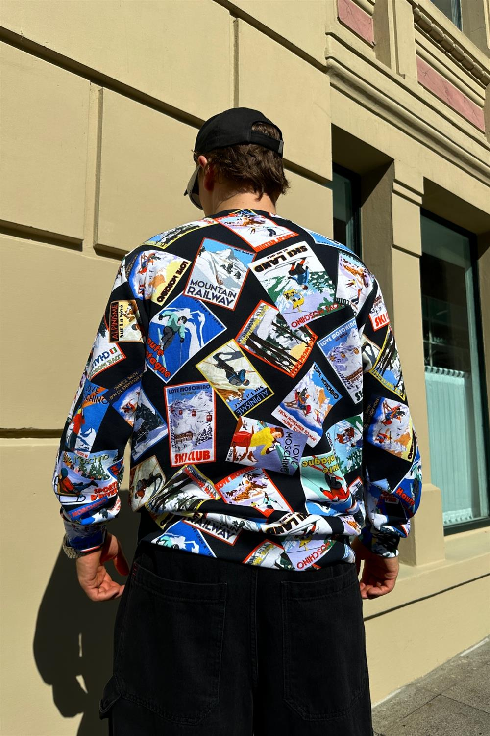 Baskılı Mos Siyah Sweatshirt SW856