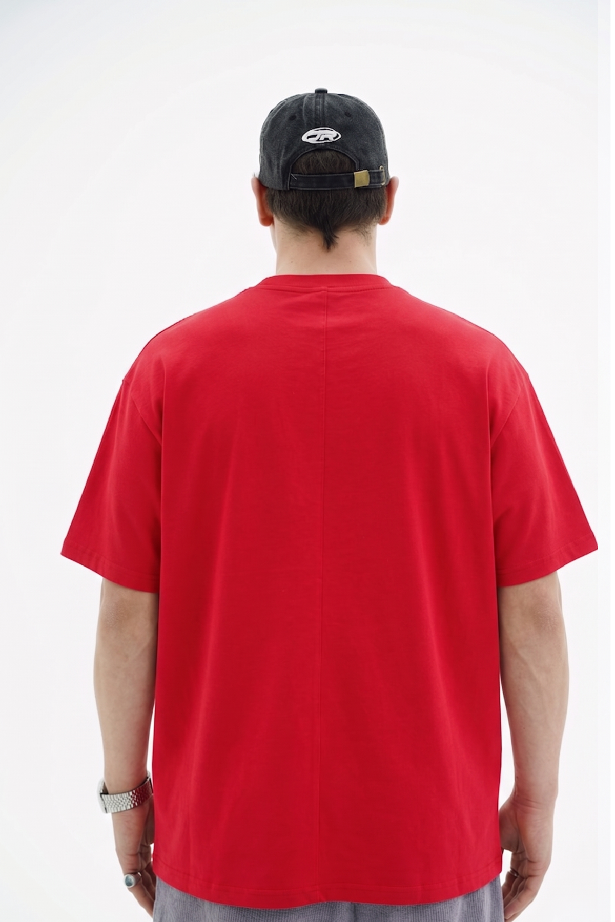 Baskılı Şerit Detay Kırmızı Oversize Tshirt