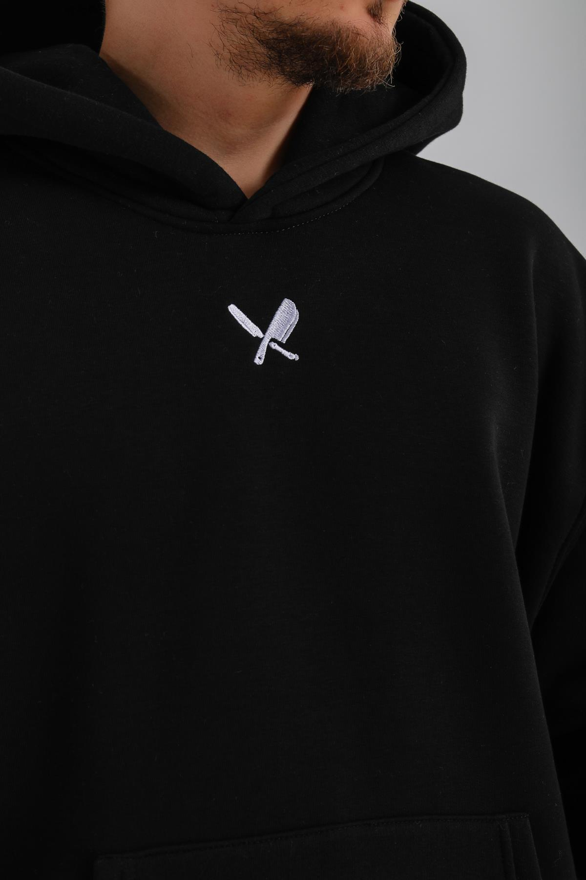 Baskılı Siyah Costomized Oversize Sweatshirt SW1138