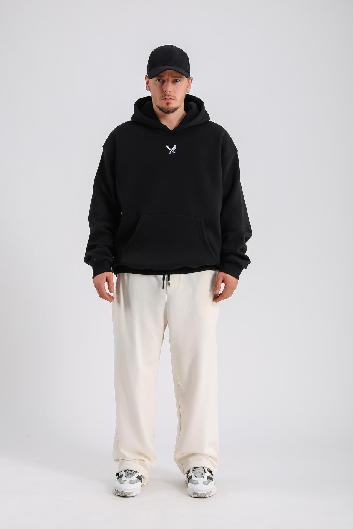 Baskılı Siyah Costomized Oversize Sweatshirt SW1138