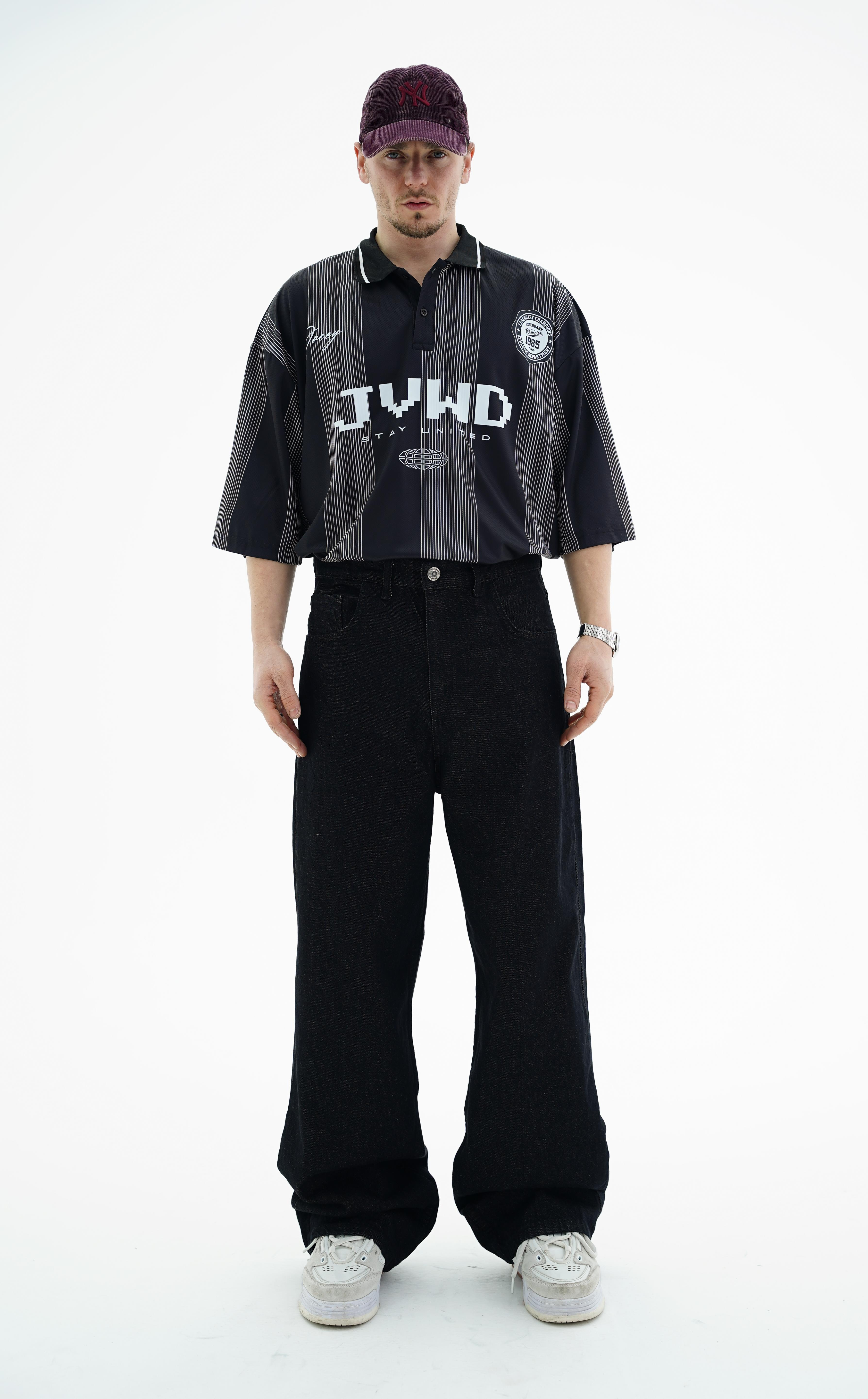 Baskılı Siyah Oversize Forma Tshirt JC01 25Y262