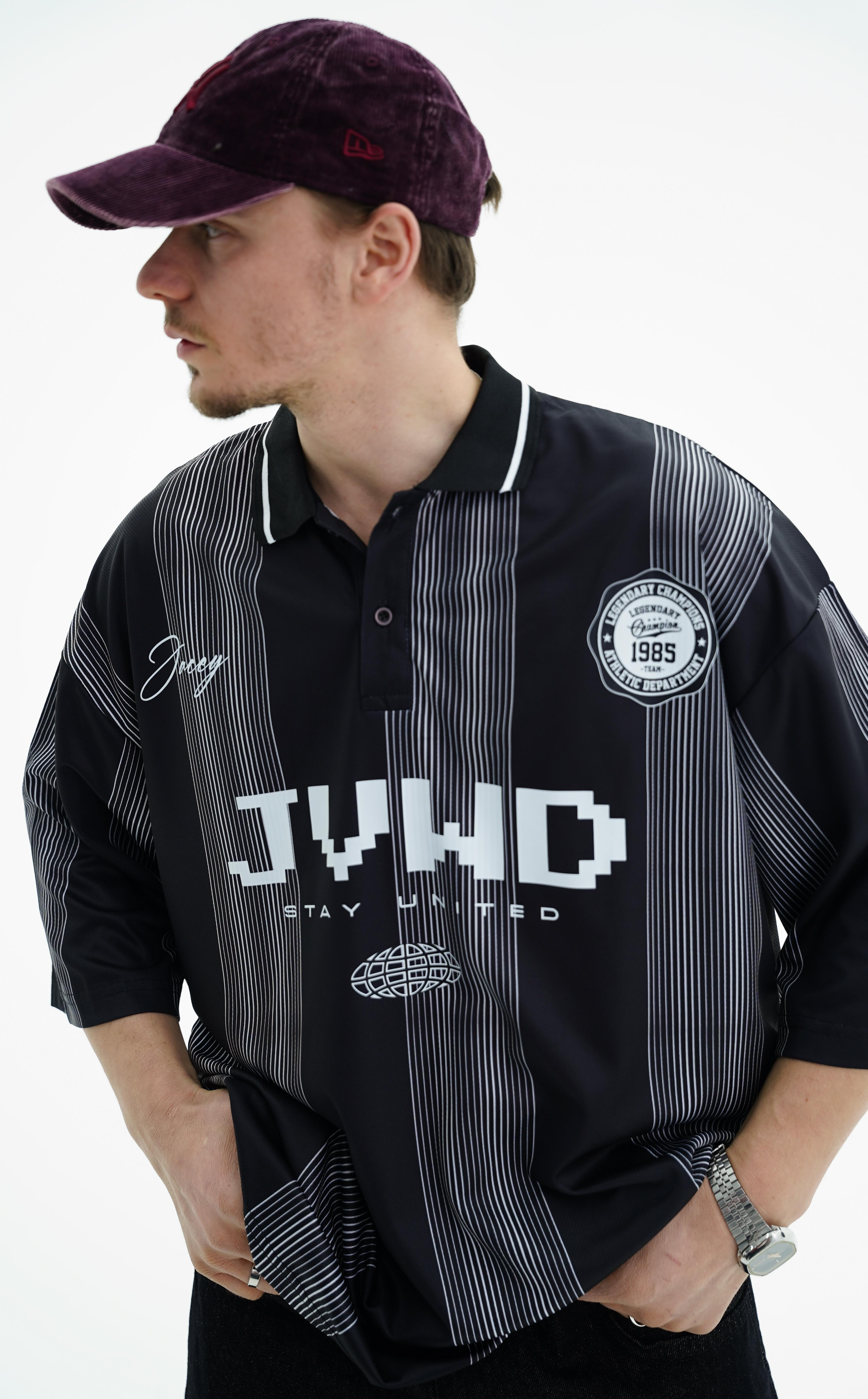 Baskılı Siyah Oversize Forma Tshirt JC01 25Y262