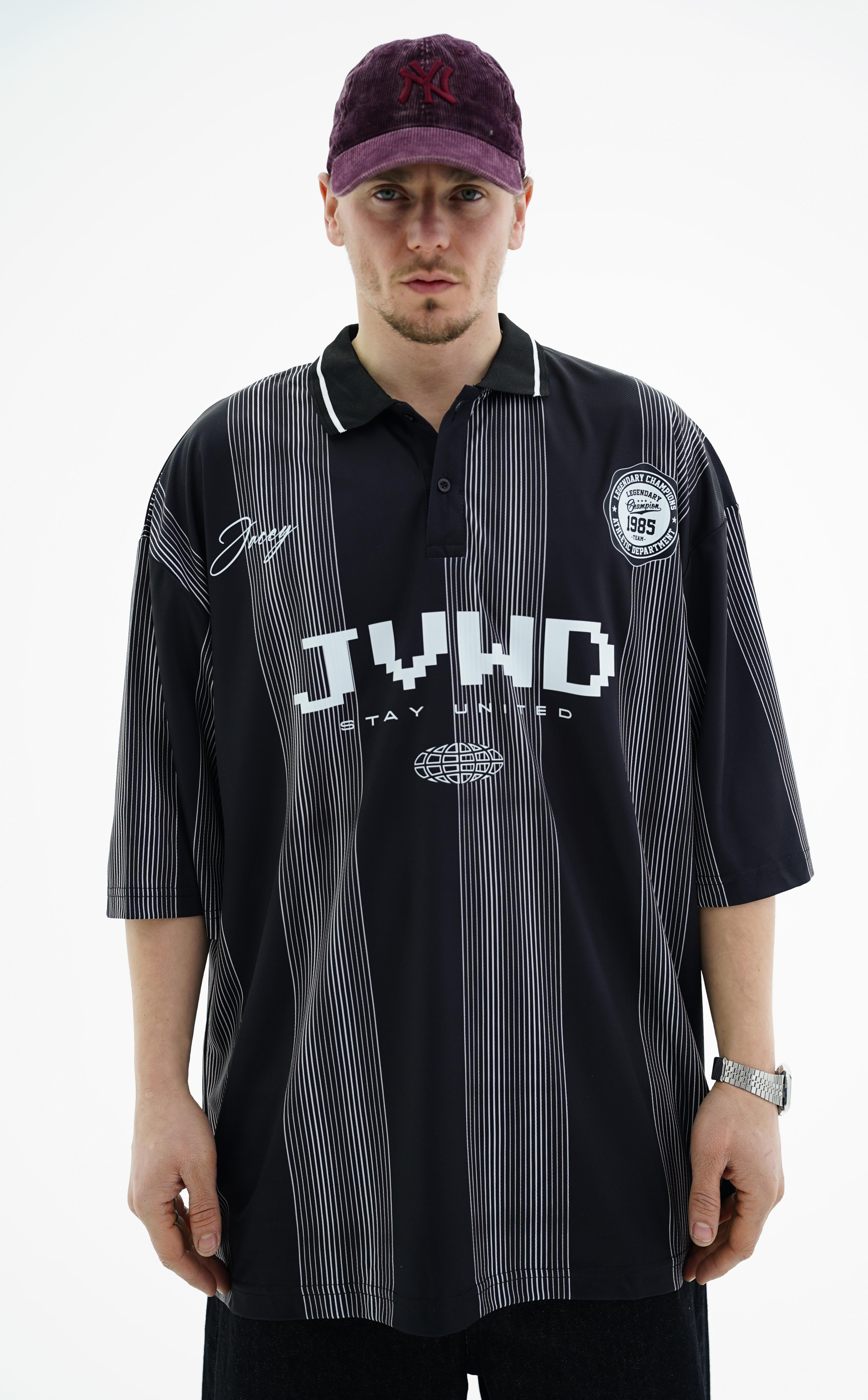 Baskılı Siyah Oversize Forma Tshirt JC01 25Y262