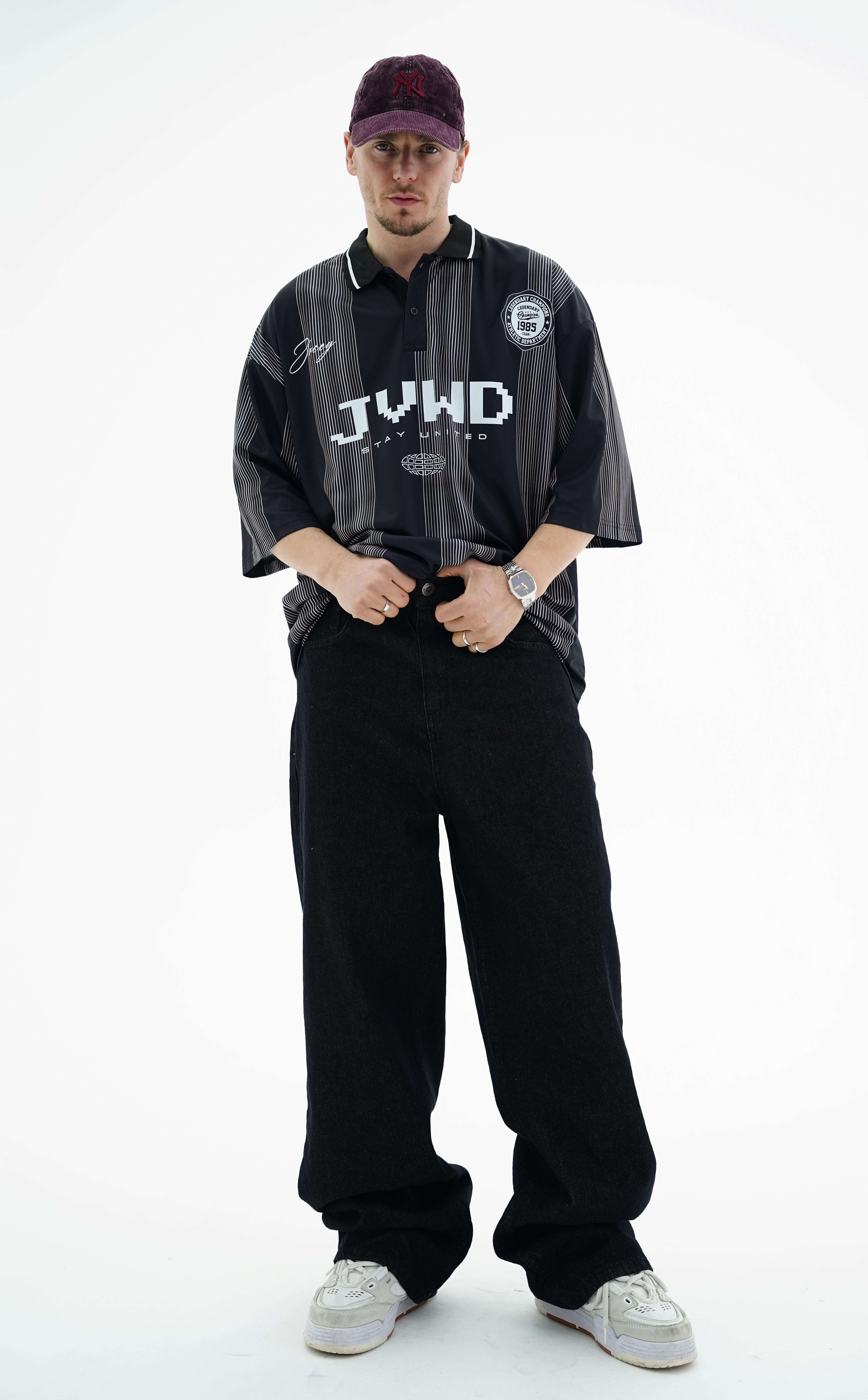 Baskılı Siyah Oversize Forma Tshirt JC01 25Y262