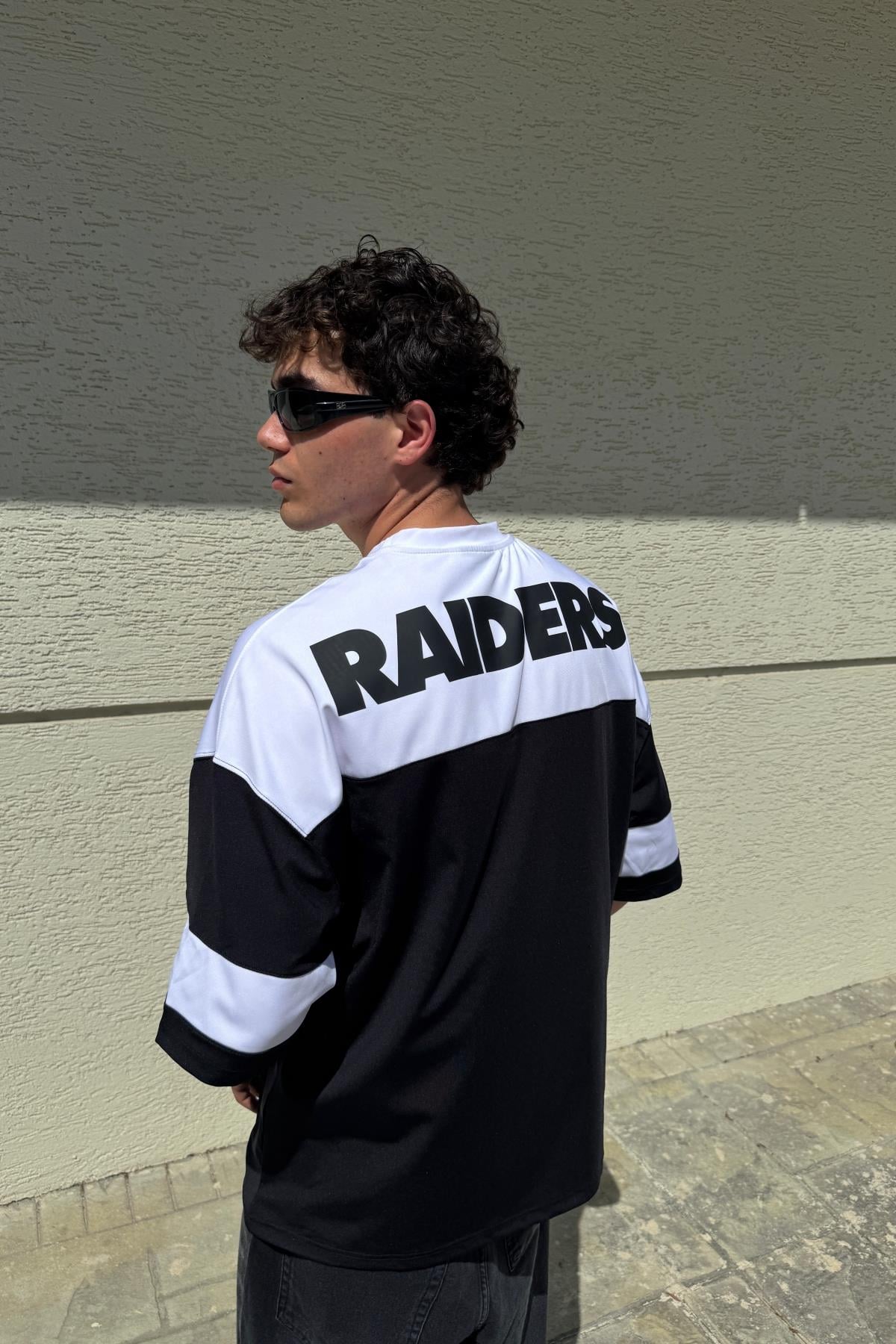 Baskılı Siyah Oversize Nfl Forma Tshirt l JR.Crime