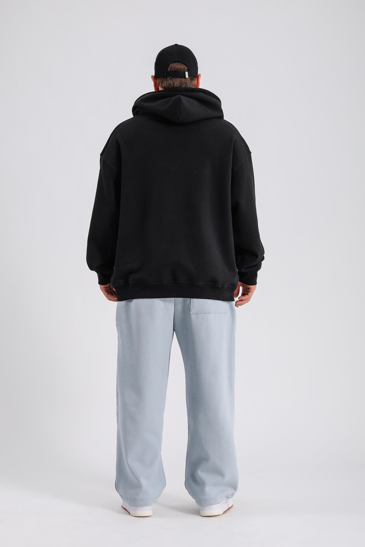 Baskılı Siyah Oversize Rv Sweatshirt SW1135