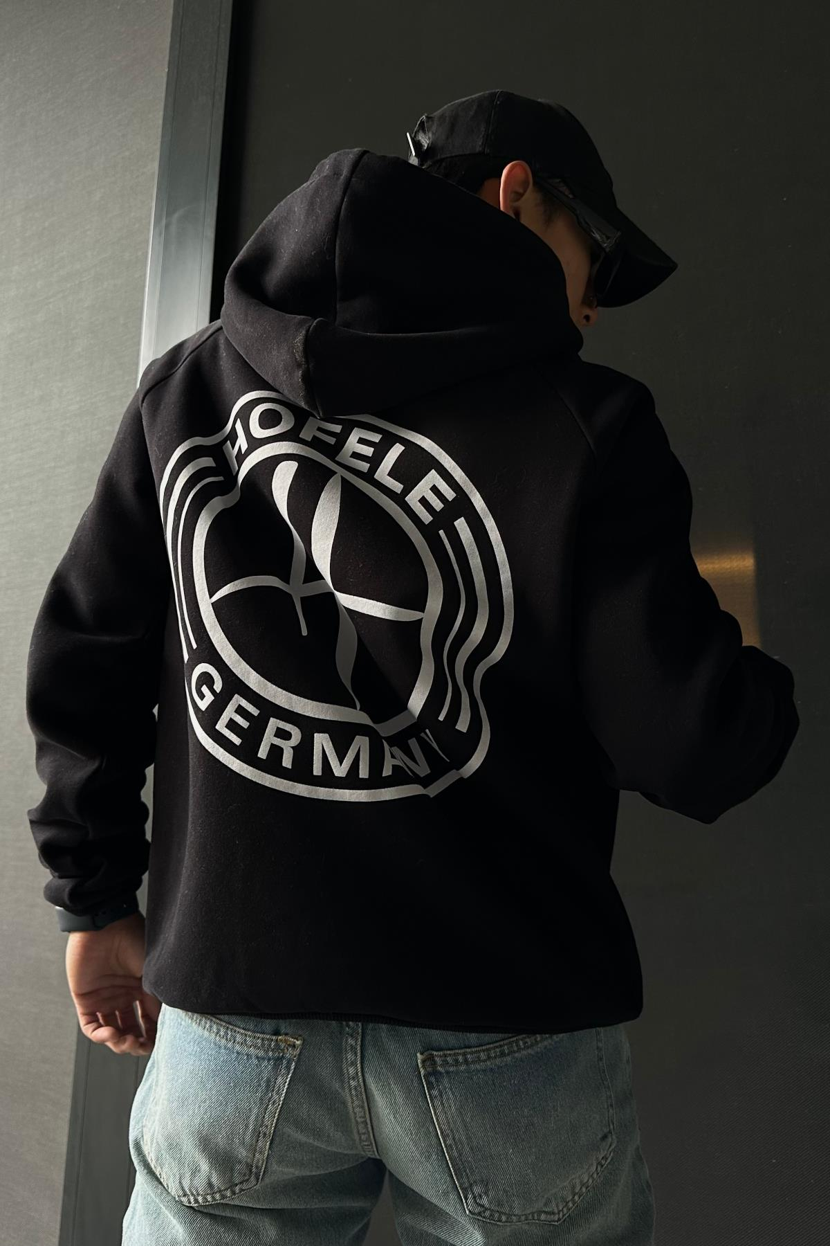 Baskılı Siyah Oversize Sweatshirt SW1024