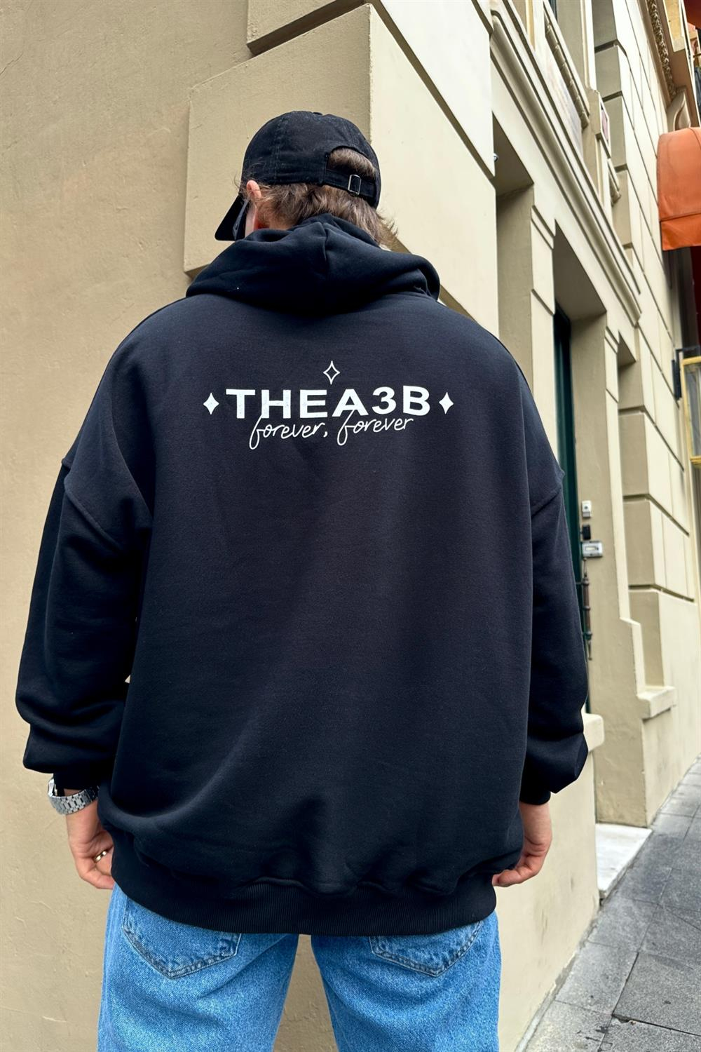 Baskılı Siyah Oversize Sweatshirt SW907