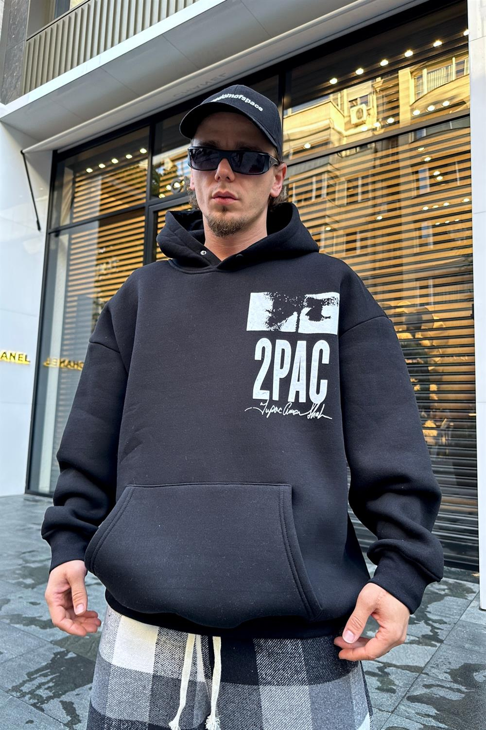 Baskılı Siyah Oversize Sweatshirt SW938