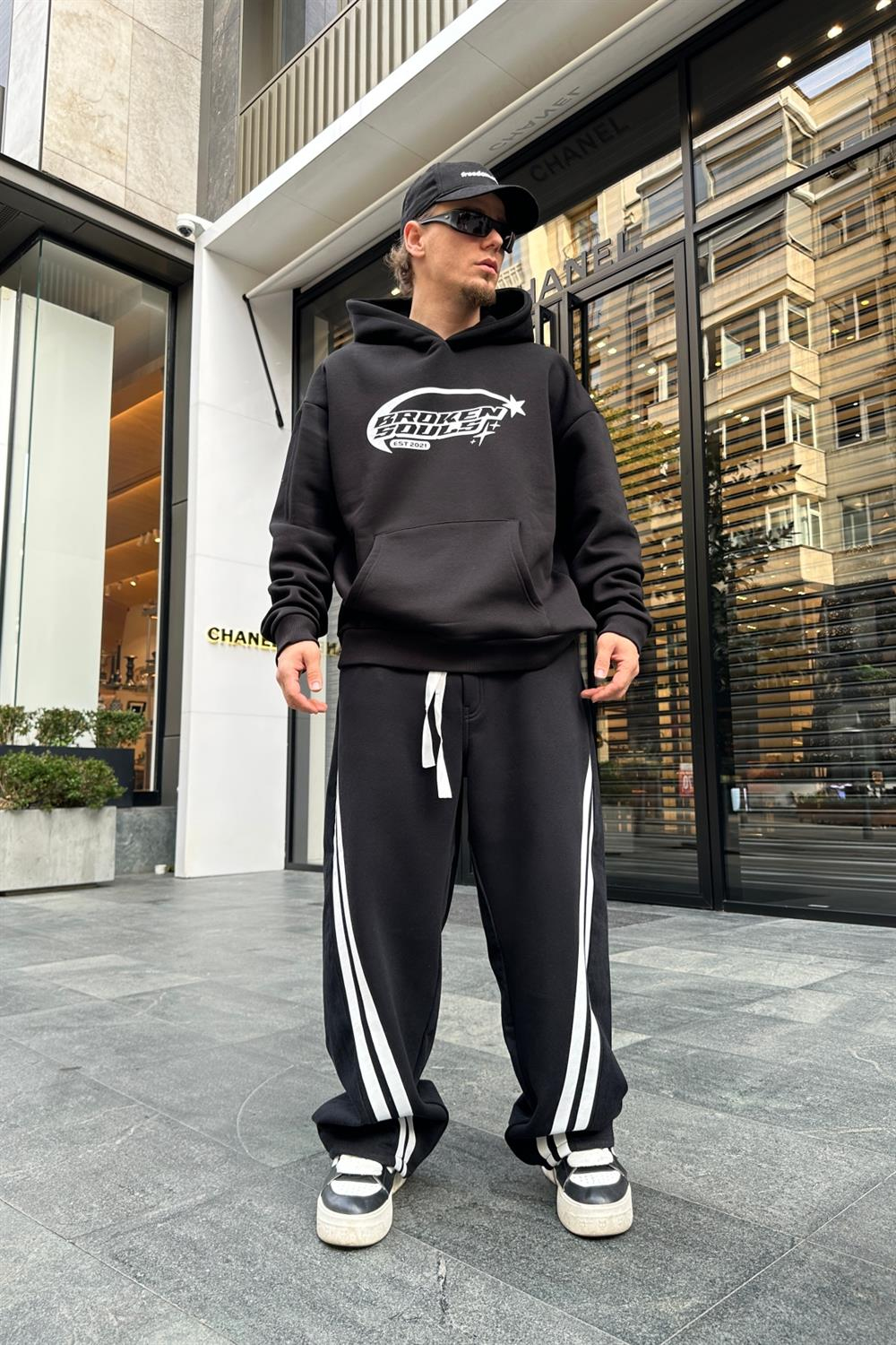 Baskılı Siyah Oversize Sweatshirt SW946