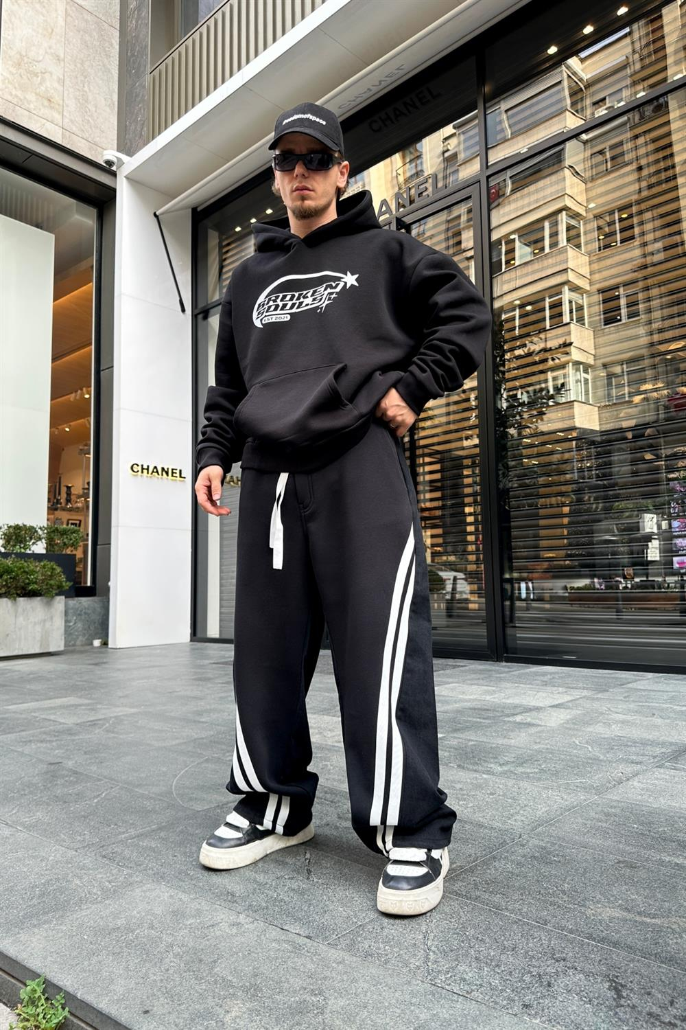 Baskılı Siyah Oversize Sweatshirt SW946