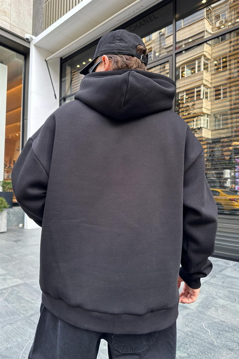 Baskılı Siyah Oversize Sweatshirt SW946