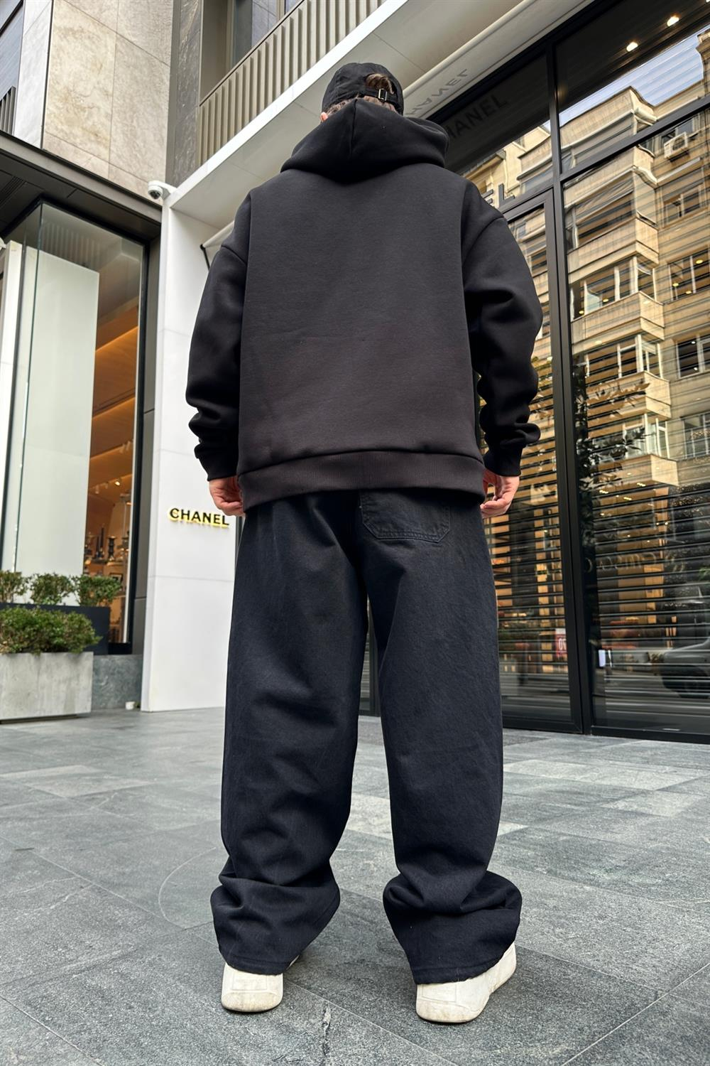 Baskılı Siyah Oversize Sweatshirt SW946
