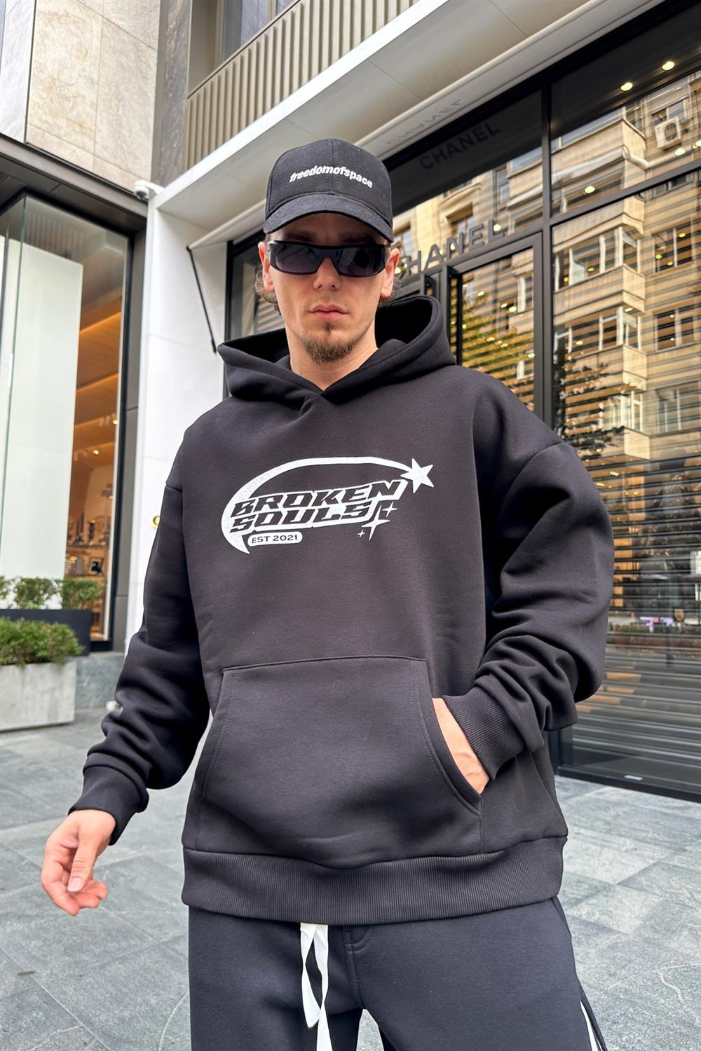 Baskılı Siyah Oversize Sweatshirt SW946