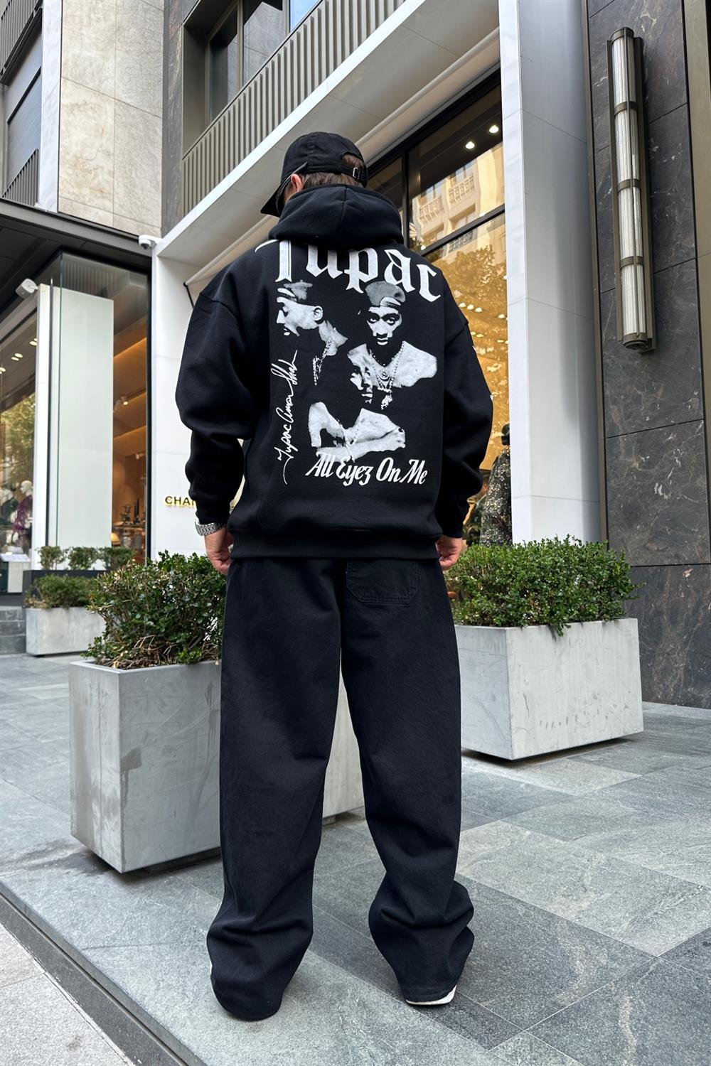 Baskılı Siyah Oversize Sweatshirt SW950