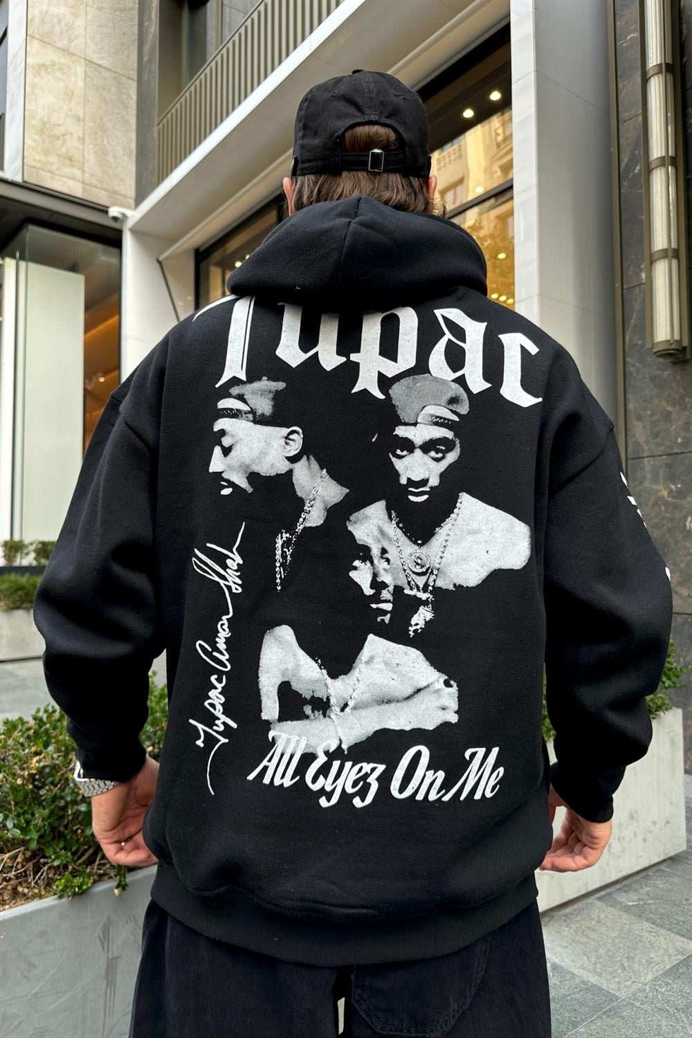 Baskılı Siyah Oversize Sweatshirt SW950