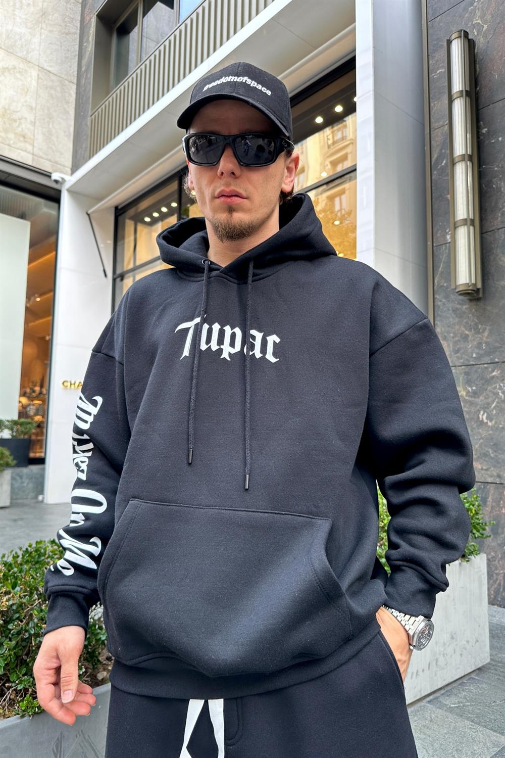 Baskılı Siyah Oversize Sweatshirt SW950