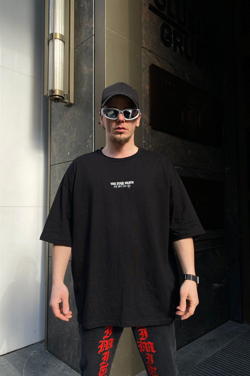 Baskılı Siyah Oversize Tshirt T509