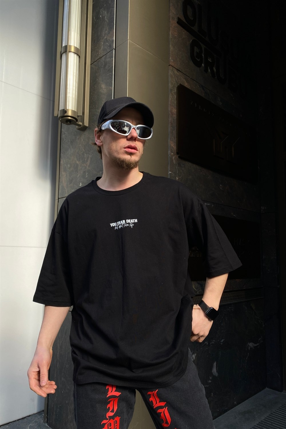 Baskılı Siyah Oversize Tshirt T509