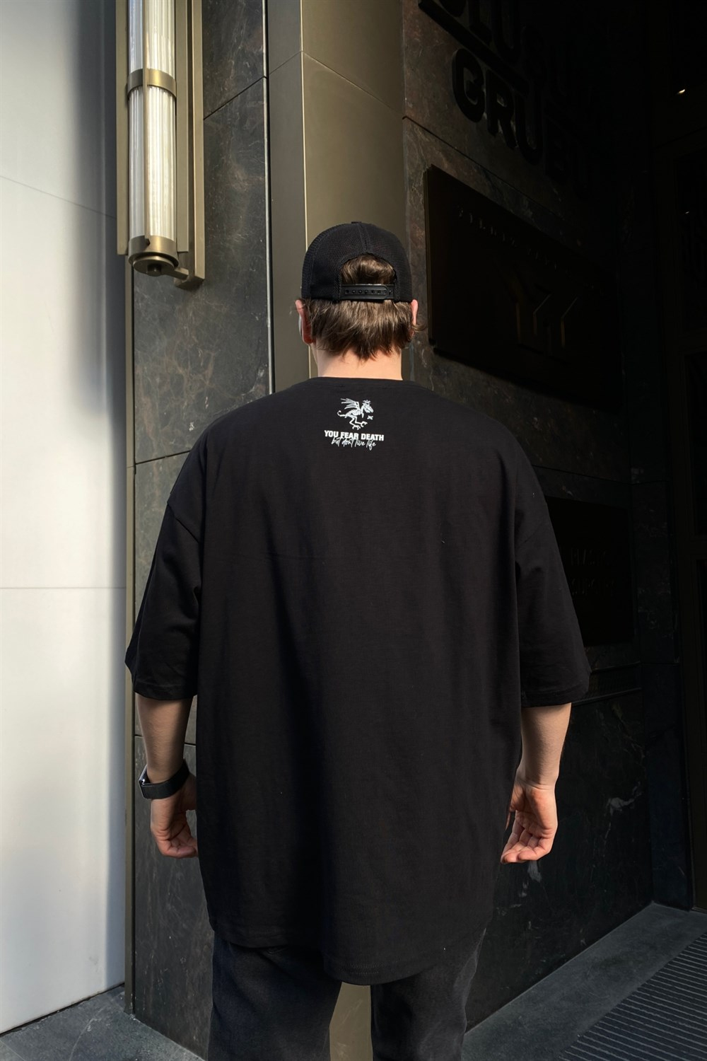 Baskılı Siyah Oversize Tshirt T509