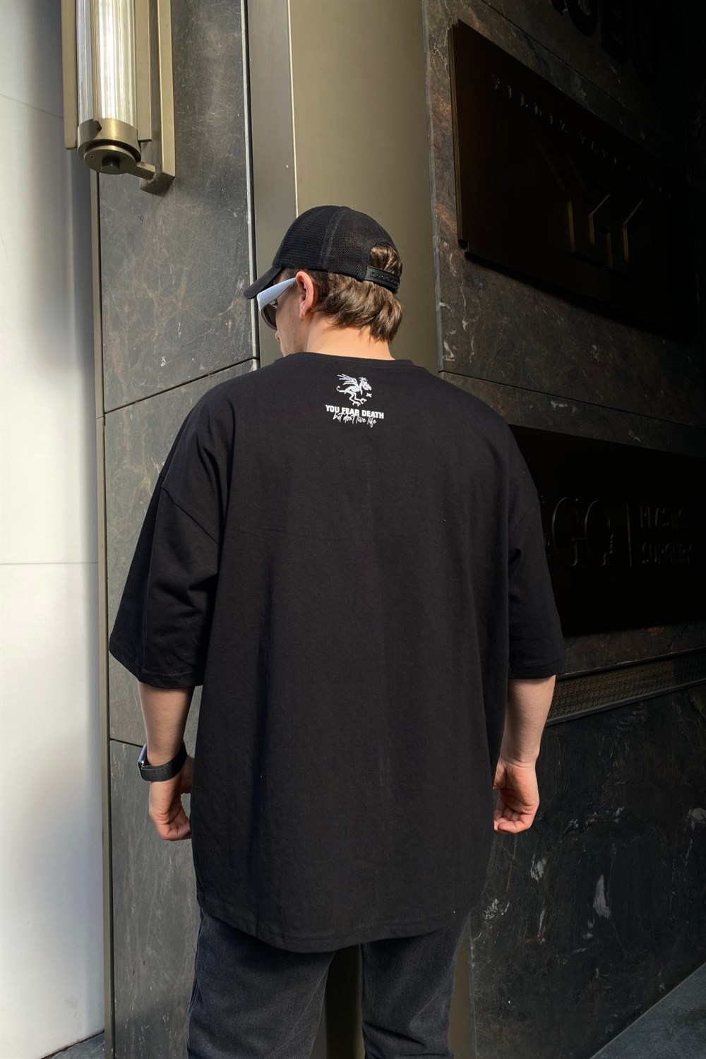Baskılı Siyah Oversize Tshirt T509