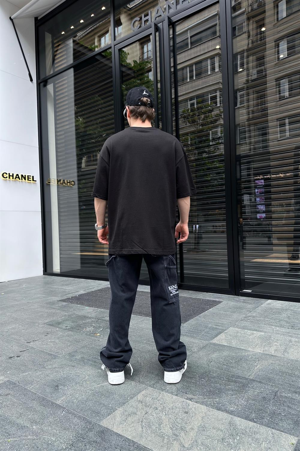 Baskılı Siyah Oversize Tshirt T729