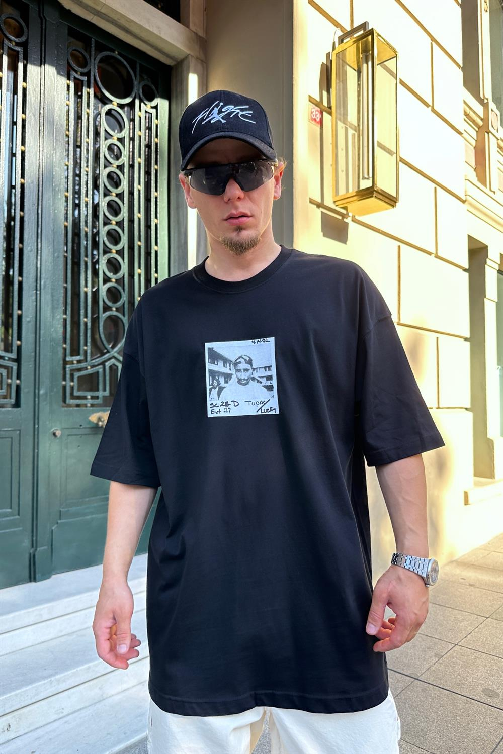 Baskılı Siyah Oversize Tshirt T859