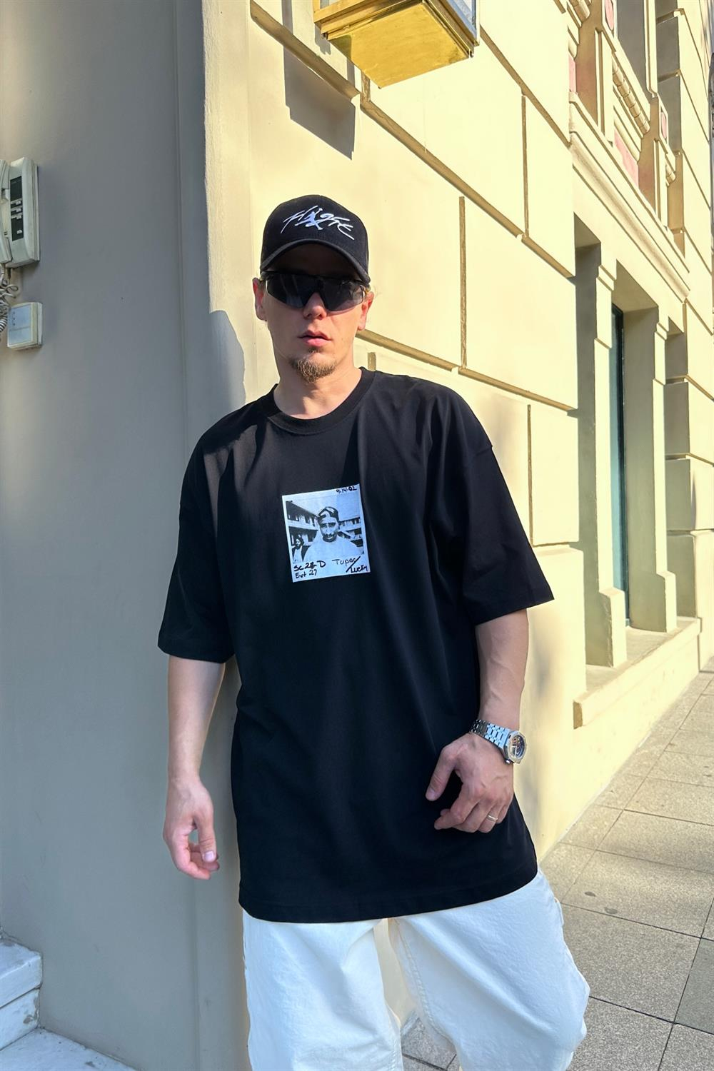 Baskılı Siyah Oversize Tshirt T859