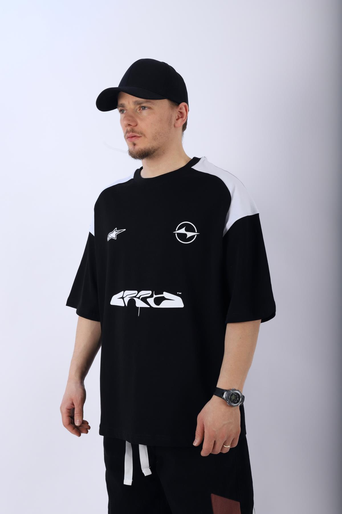 Baskılı Siyah Oversize Tshirt T950