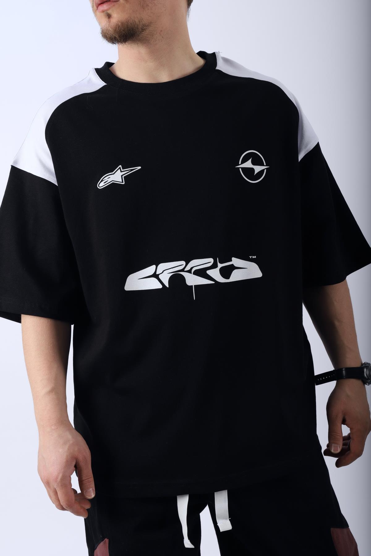 Baskılı Siyah Oversize Tshirt T950