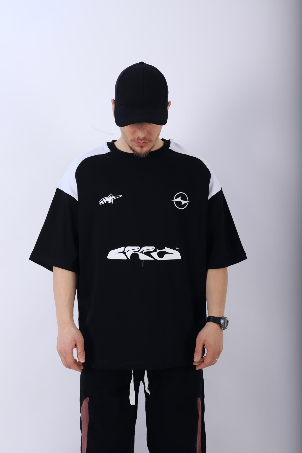 Baskılı Siyah Oversize Tshirt T950
