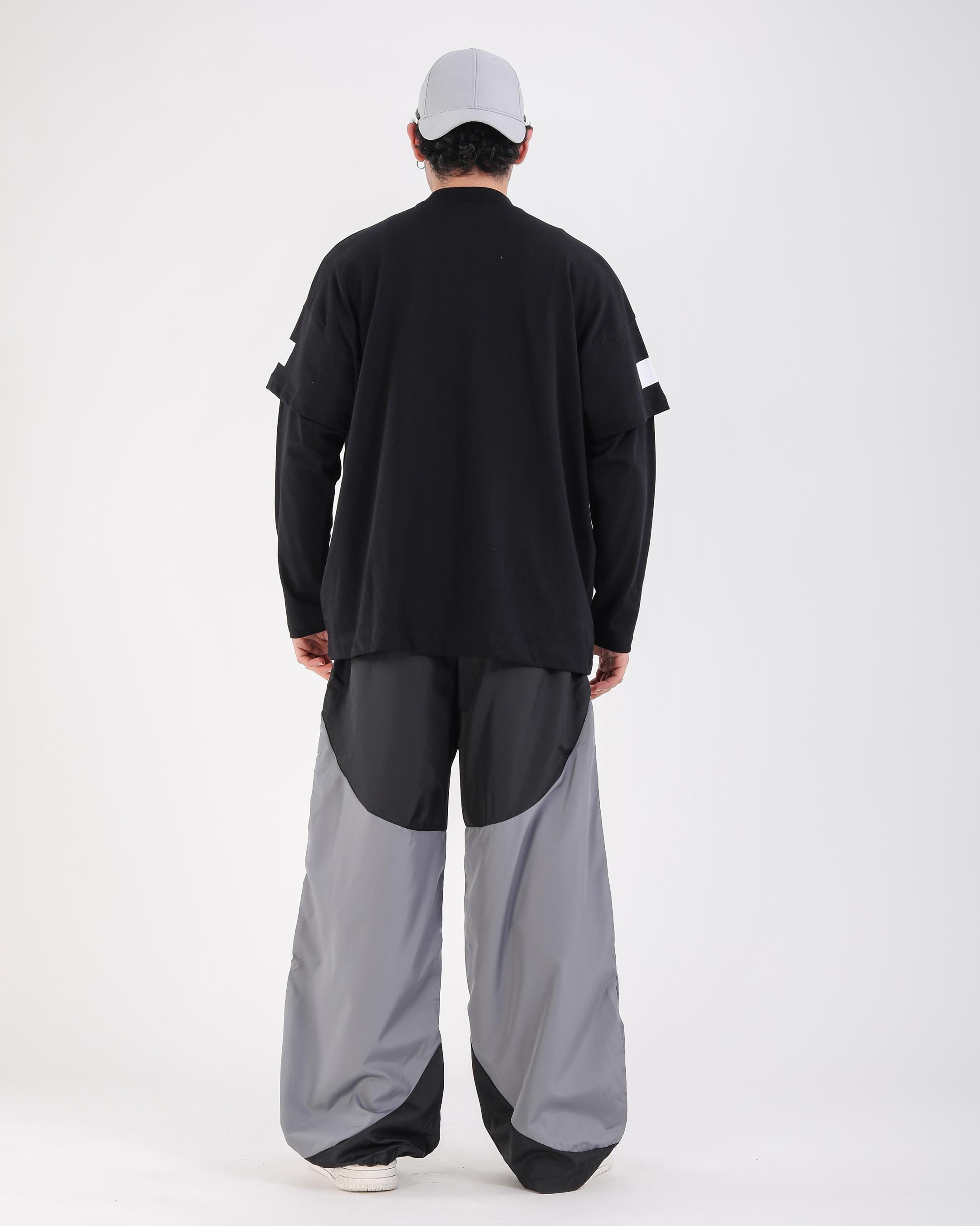 Baskılı Siyah Oversize Zero Uzun Kollu Tshirt