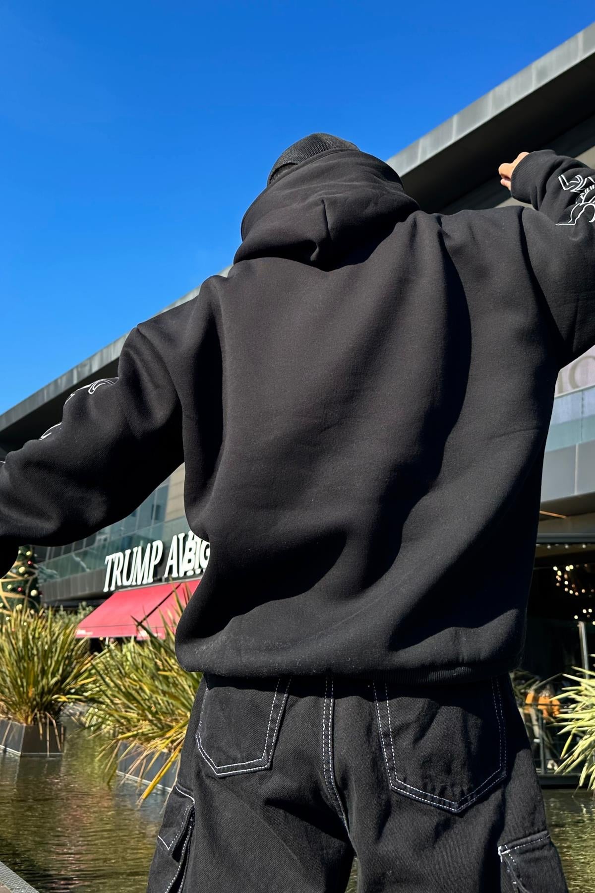 Baskılı Siyah Rv Oversize Sweatshirt SW1016