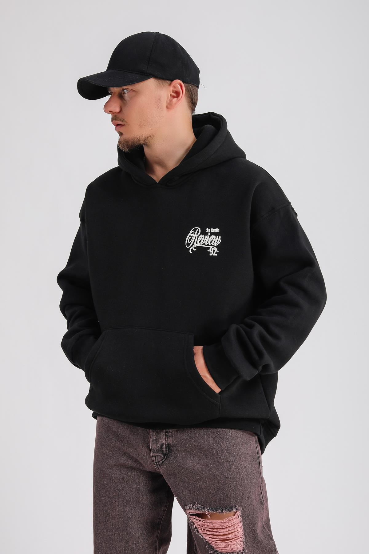 Baskılı Siyah Rv Oversize Sweatshirt SW1159