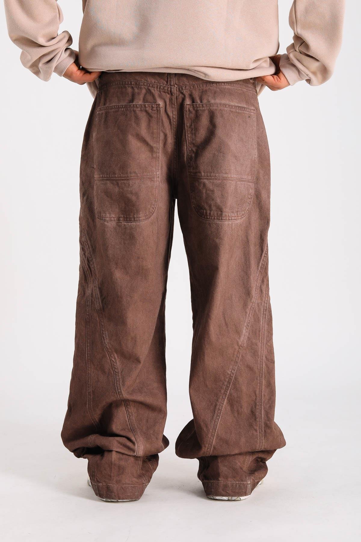 Bdg Acid Wash Şerit Detay Kahve Baggy Jean Pantolon P1119