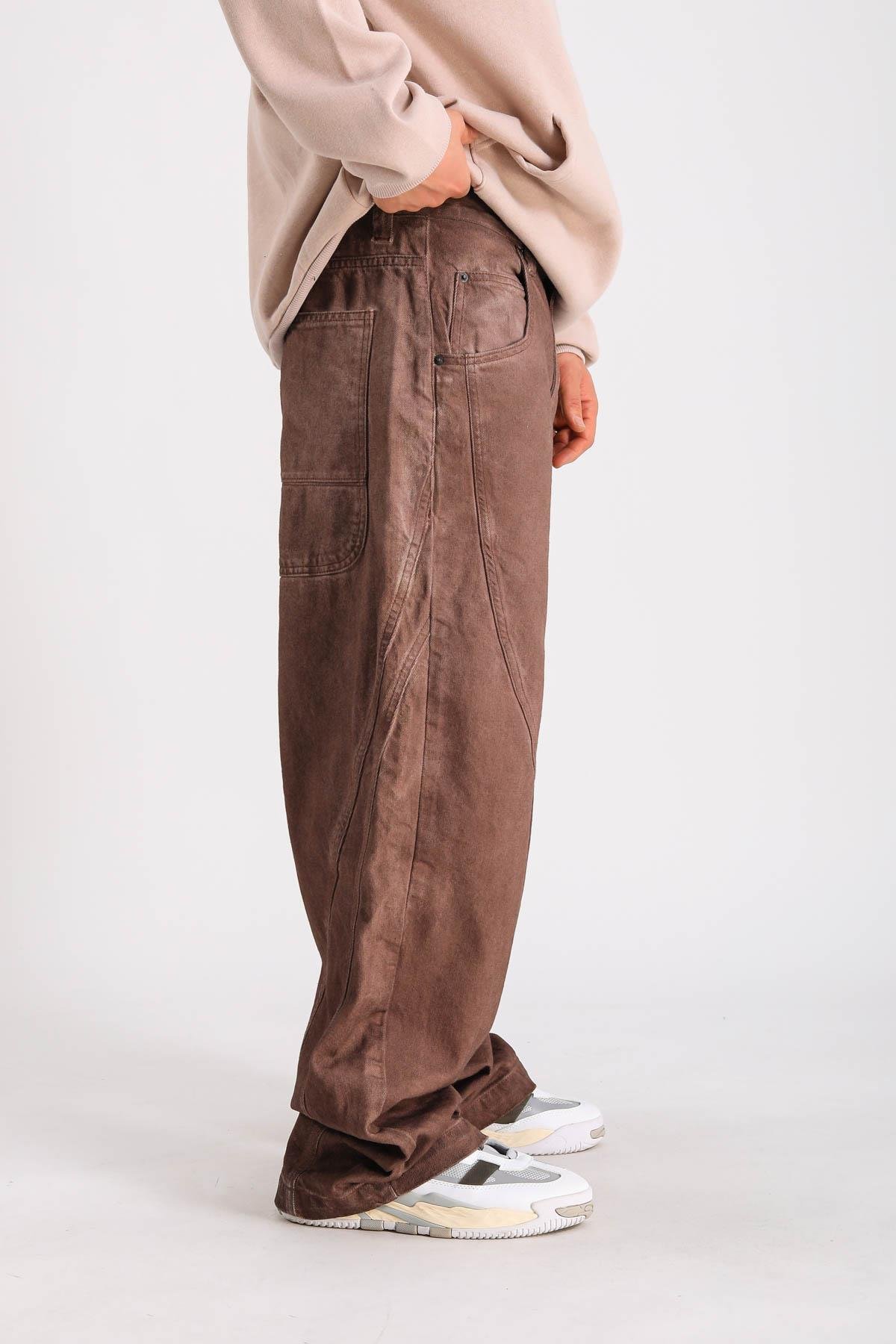Bdg Acid Wash Şerit Detay Kahve Baggy Jean Pantolon P1119