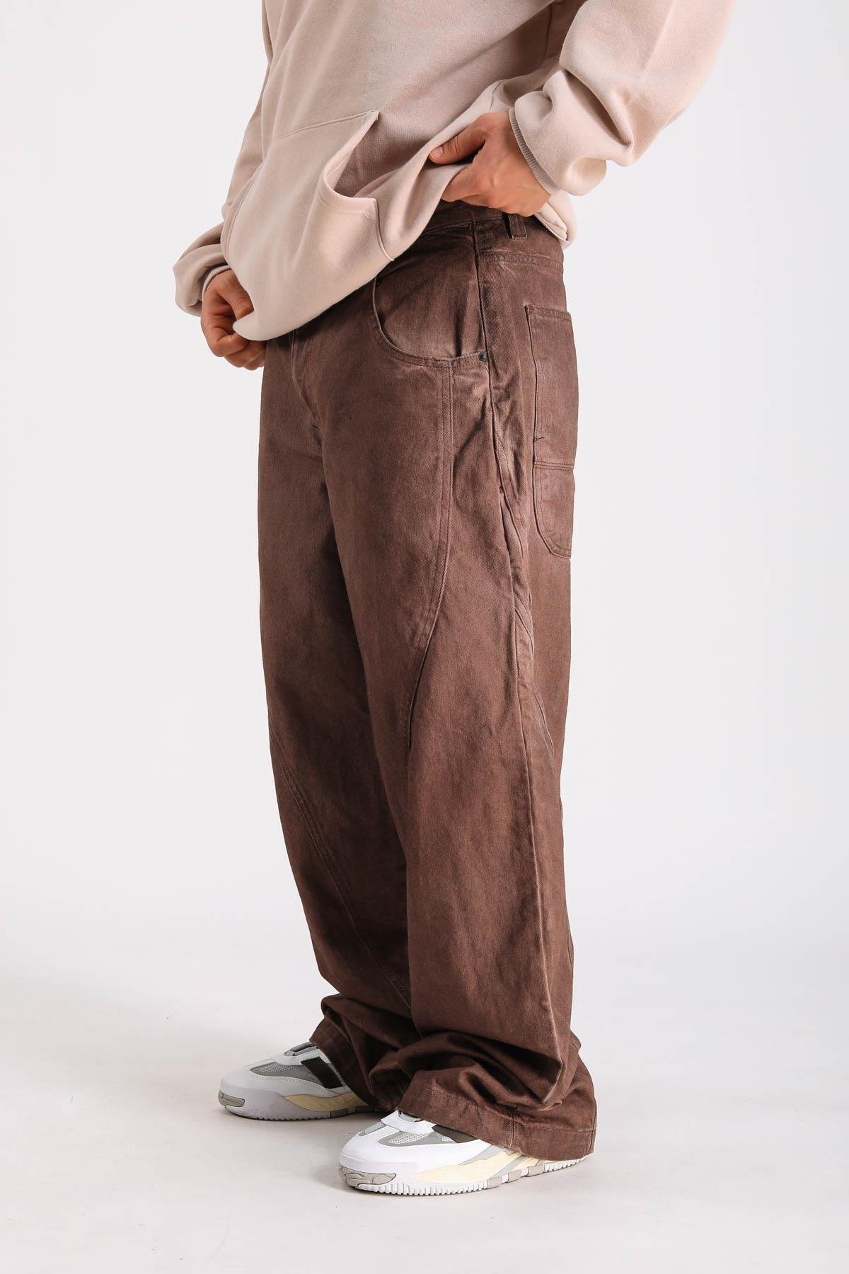 Bdg Acid Wash Şerit Detay Kahve Baggy Jean Pantolon P1119