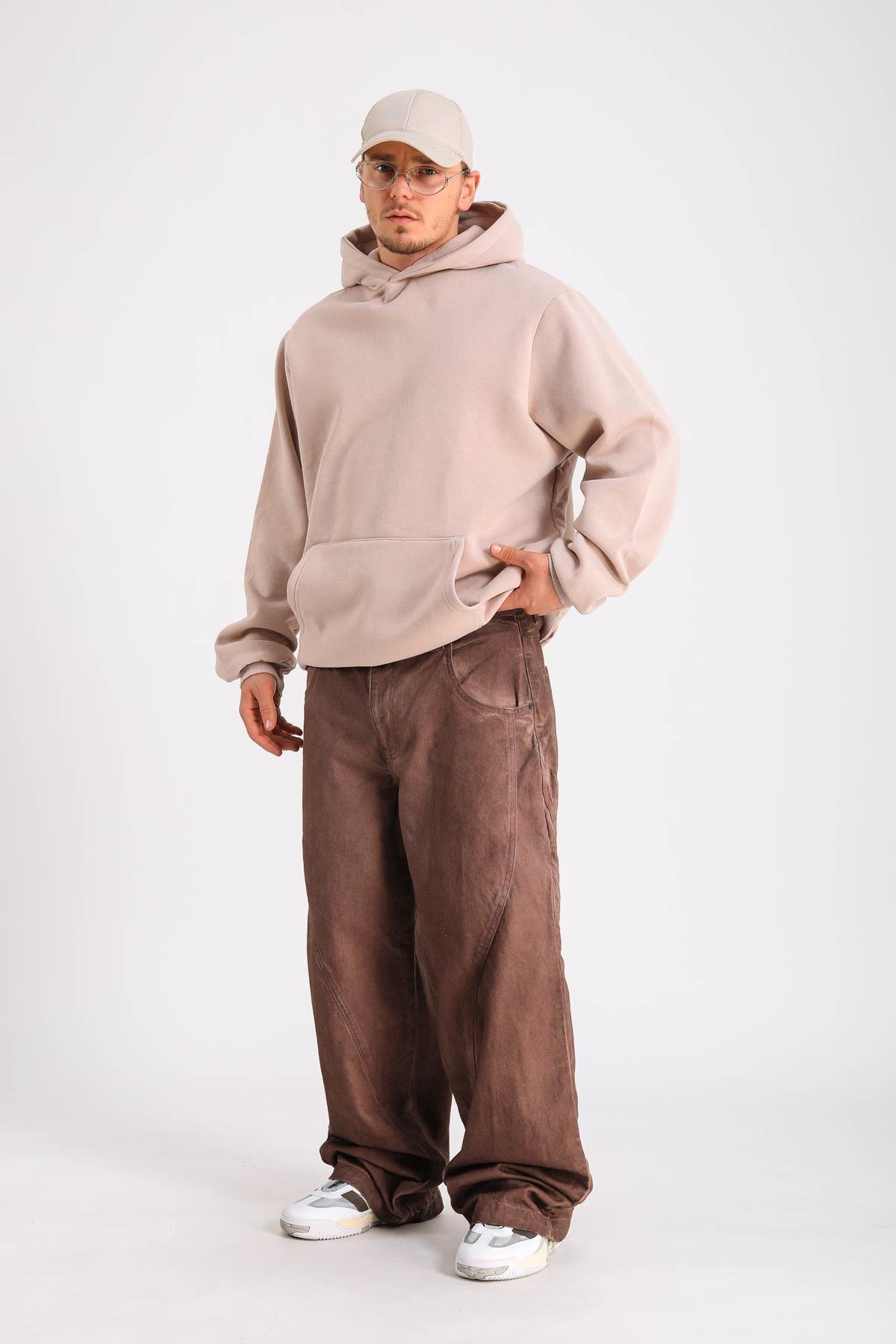 Bdg Acid Wash Şerit Detay Kahve Baggy Jean Pantolon P1119