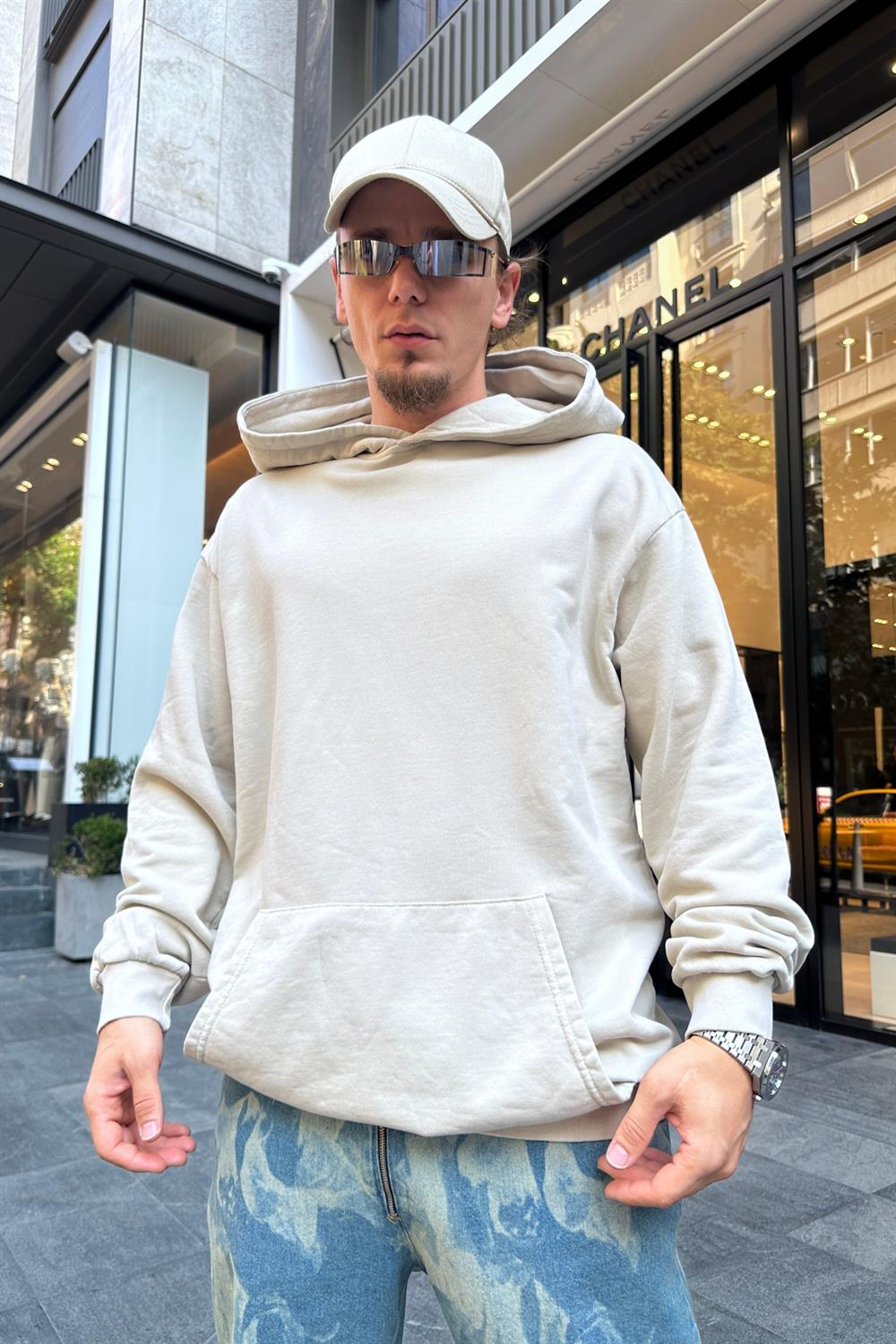 Bej TB Basic Oversize Sweatshirt SW906