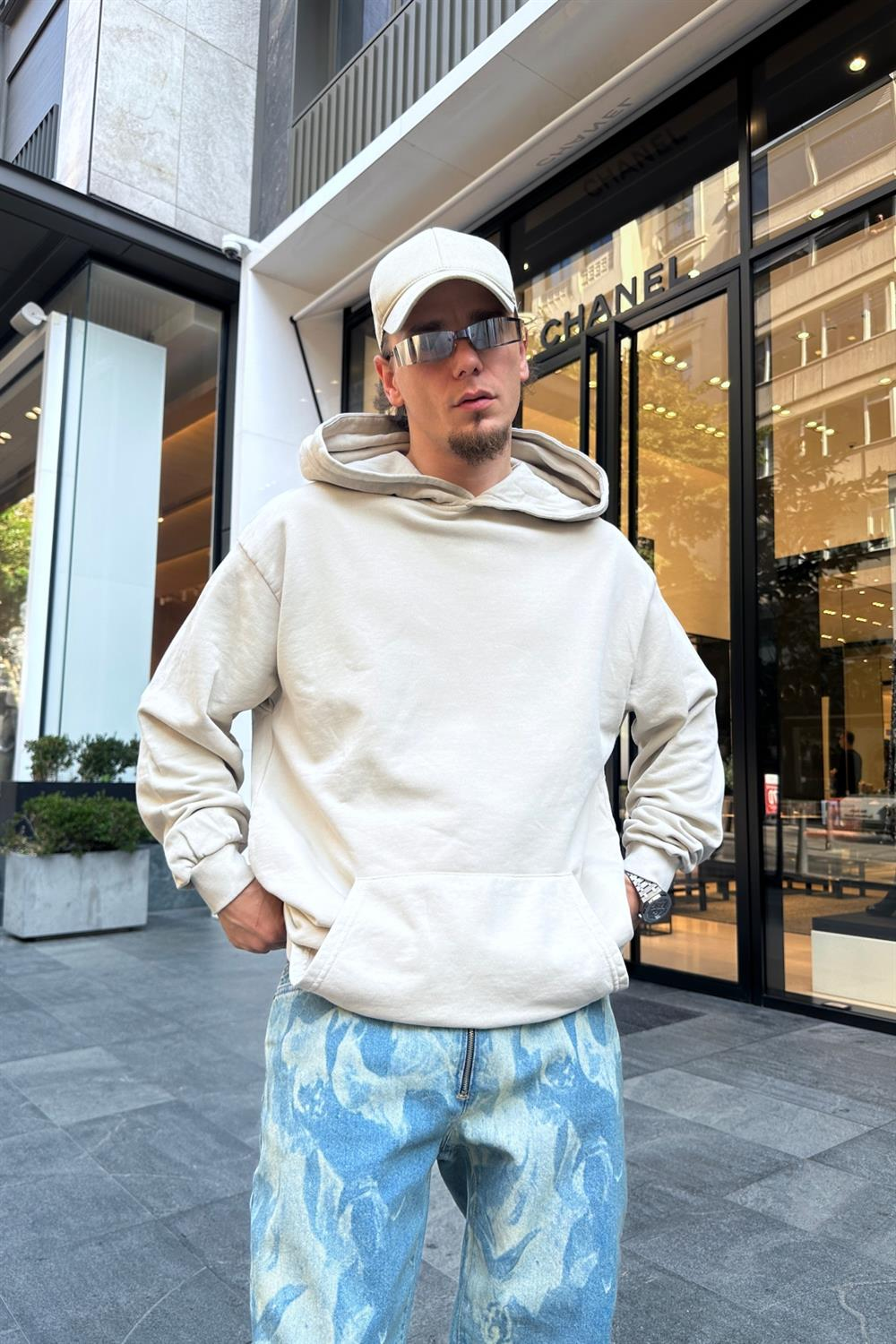 Bej TB Basic Oversize Sweatshirt SW906