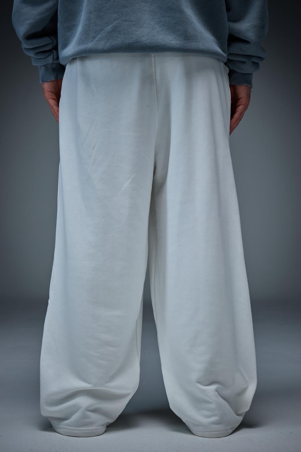 Beyaz Baggy Fit Eşofman Altı