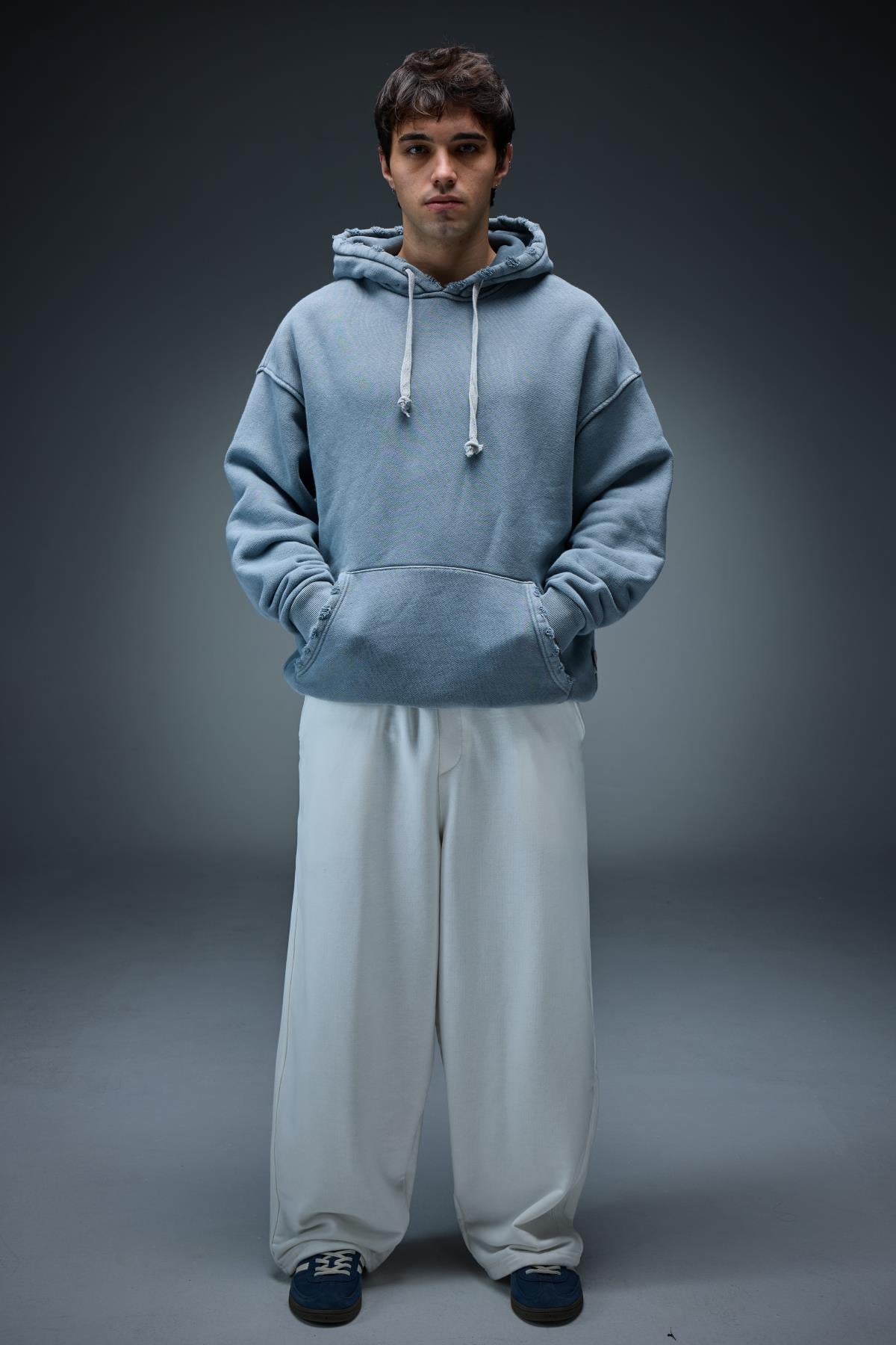 Beyaz Baggy Fit Eşofman Altı