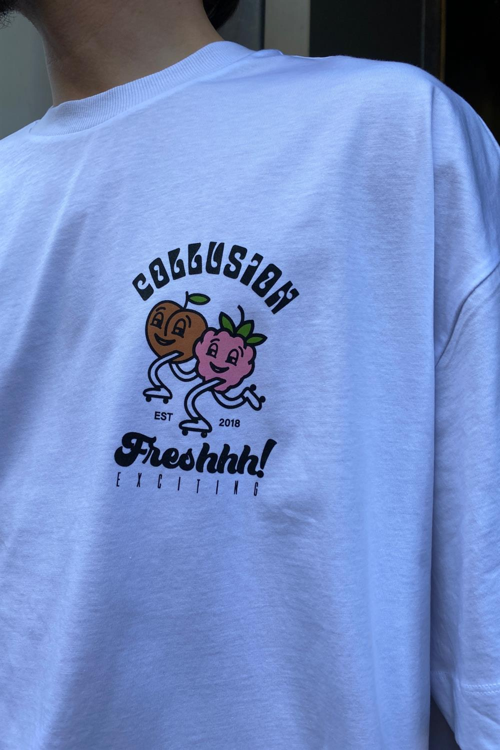 Beyaz Baskılı Oversize Tshirt T513