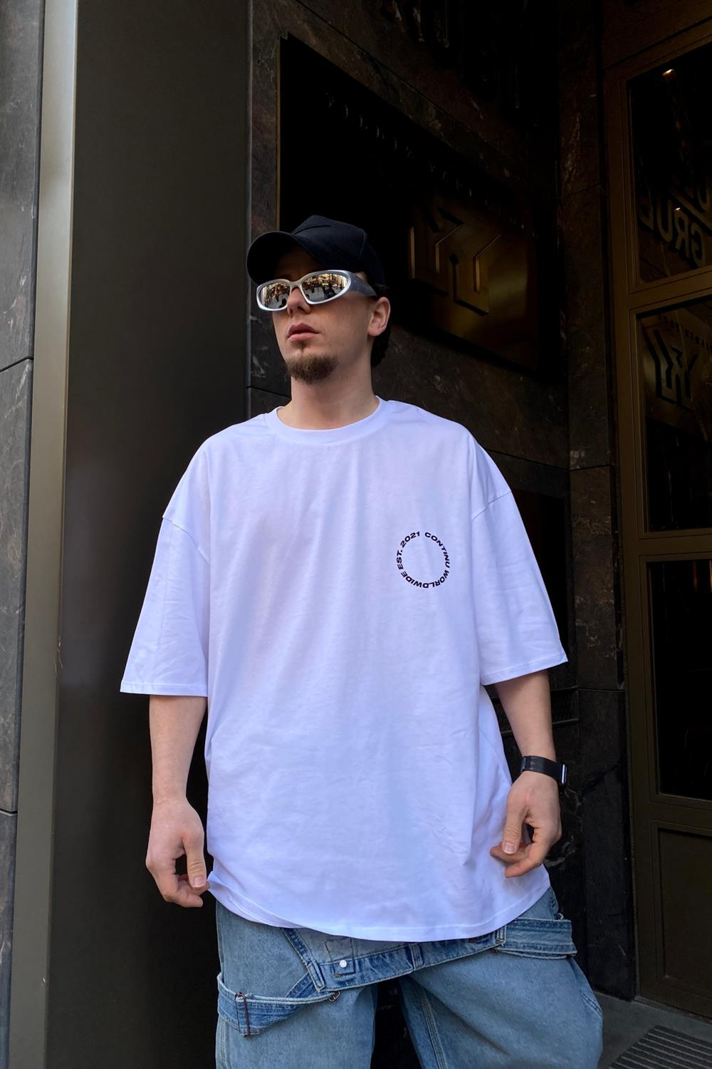 Beyaz Baskılı Oversize Tshirt T517