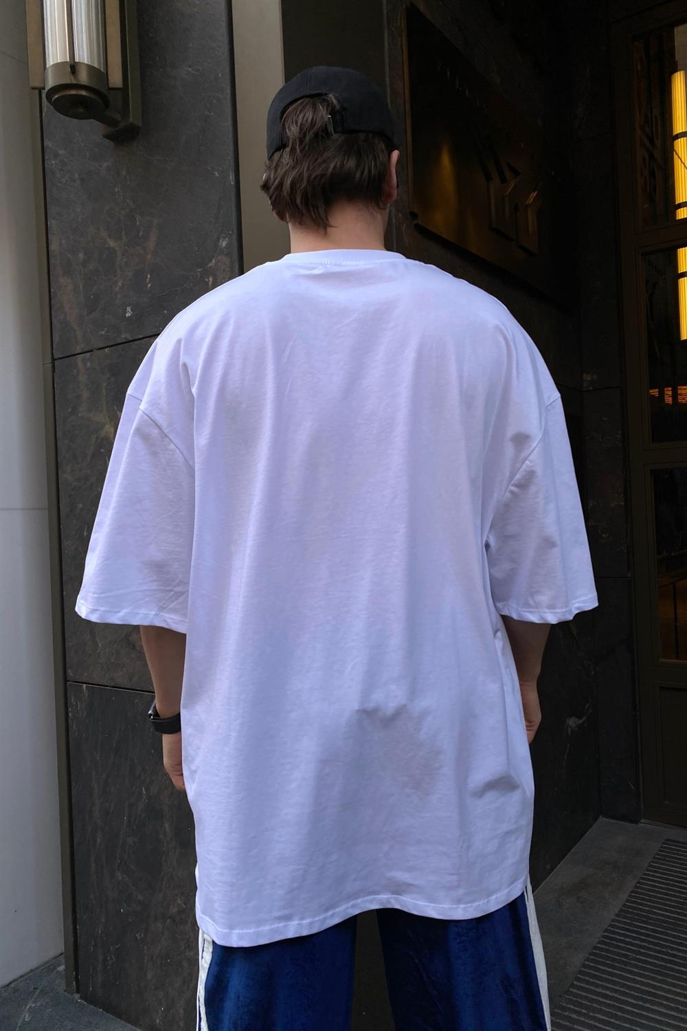 Beyaz Baskılı Oversize Tshirt T534