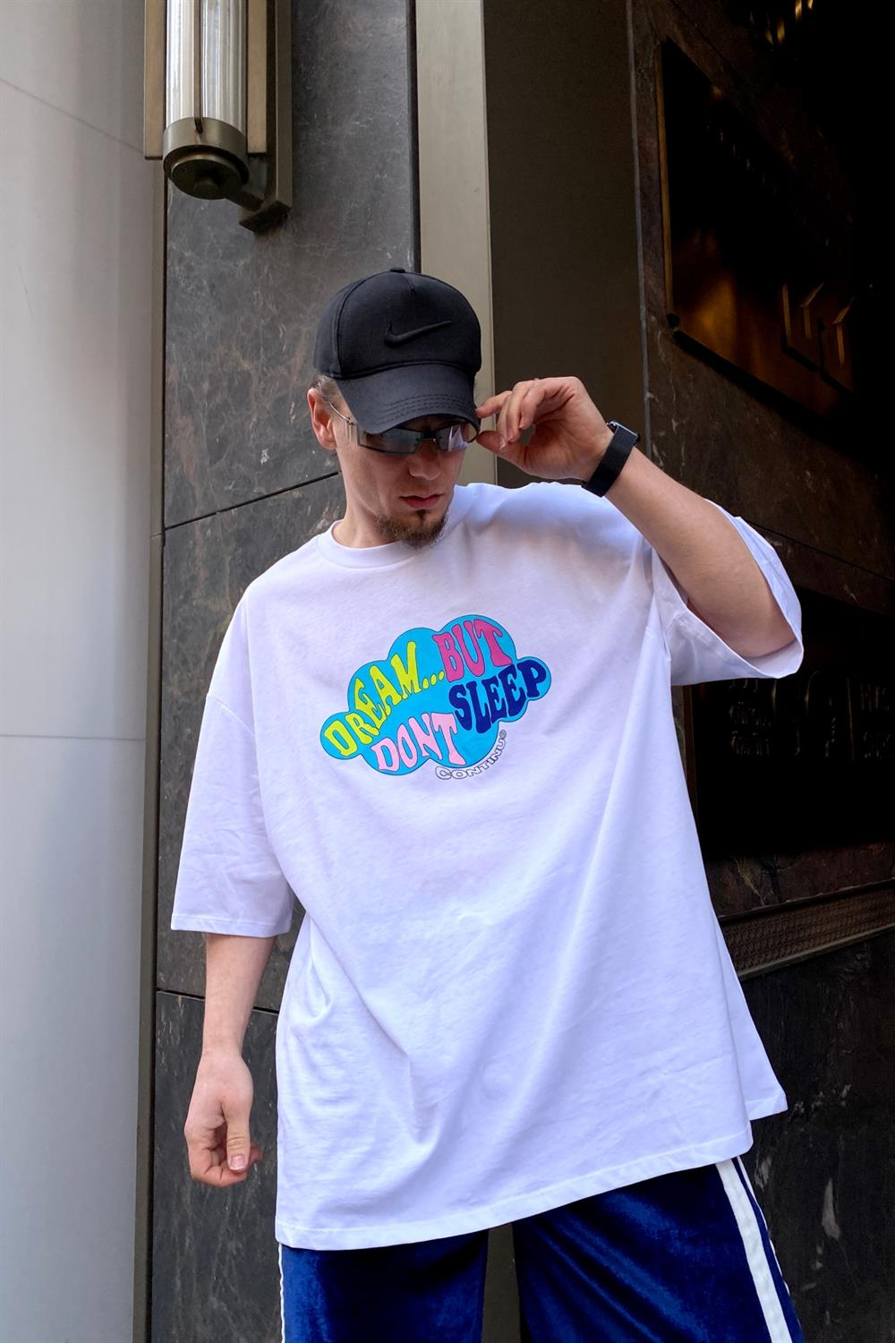 Beyaz Baskılı Oversize Tshirt T534