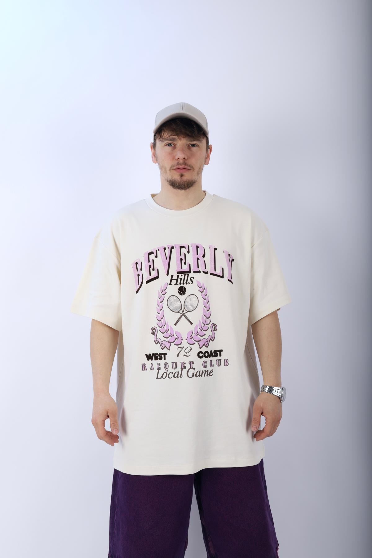 Bh Baskılı Krem Oversize Tshirt T972