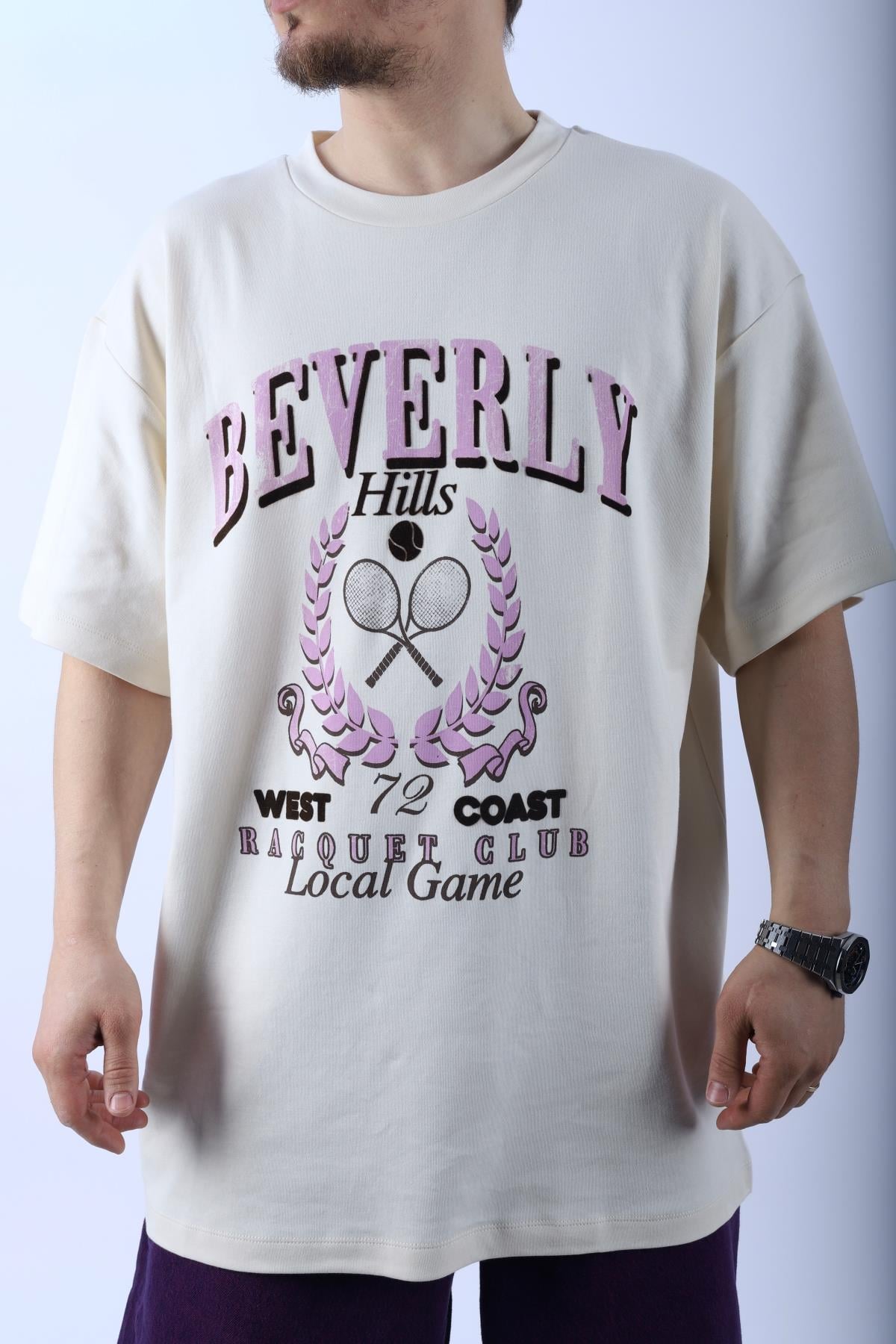 Bh Baskılı Krem Oversize Tshirt T972