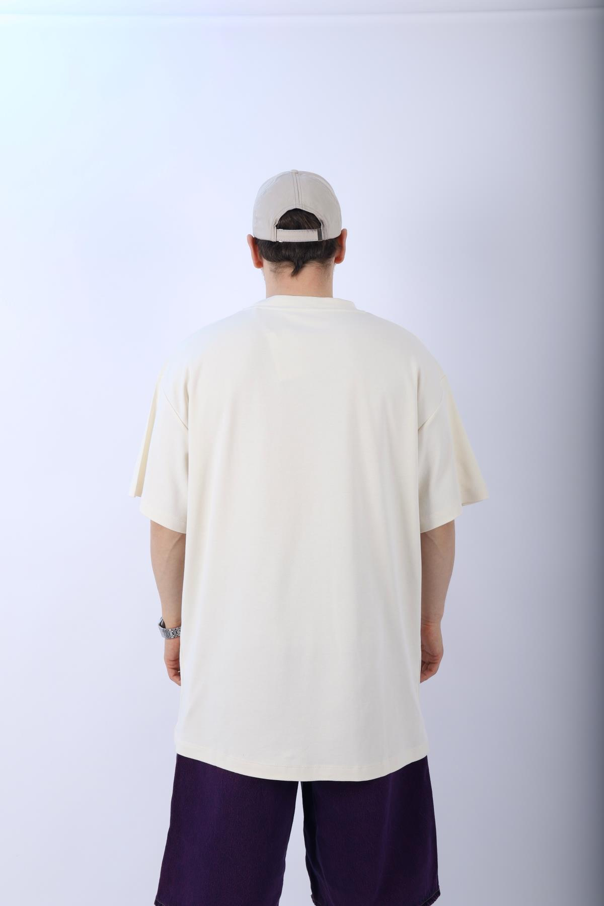 Bh Baskılı Krem Oversize Tshirt T972