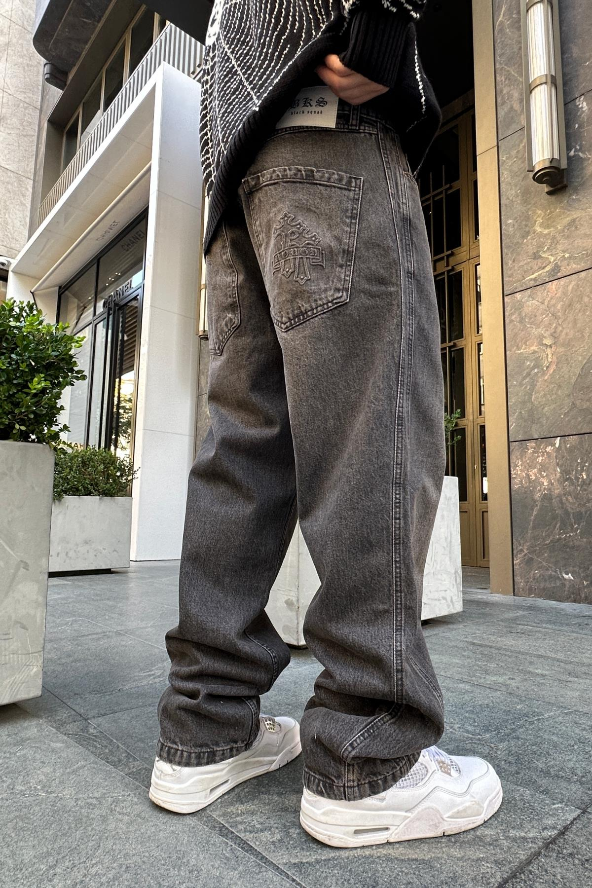 Black S. Cep Detay Baggy Jean Pantolon P824